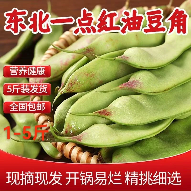 【精选】东北一点红油豆角1/3/5斤新鲜蔬菜农家种开锅烂无筋1