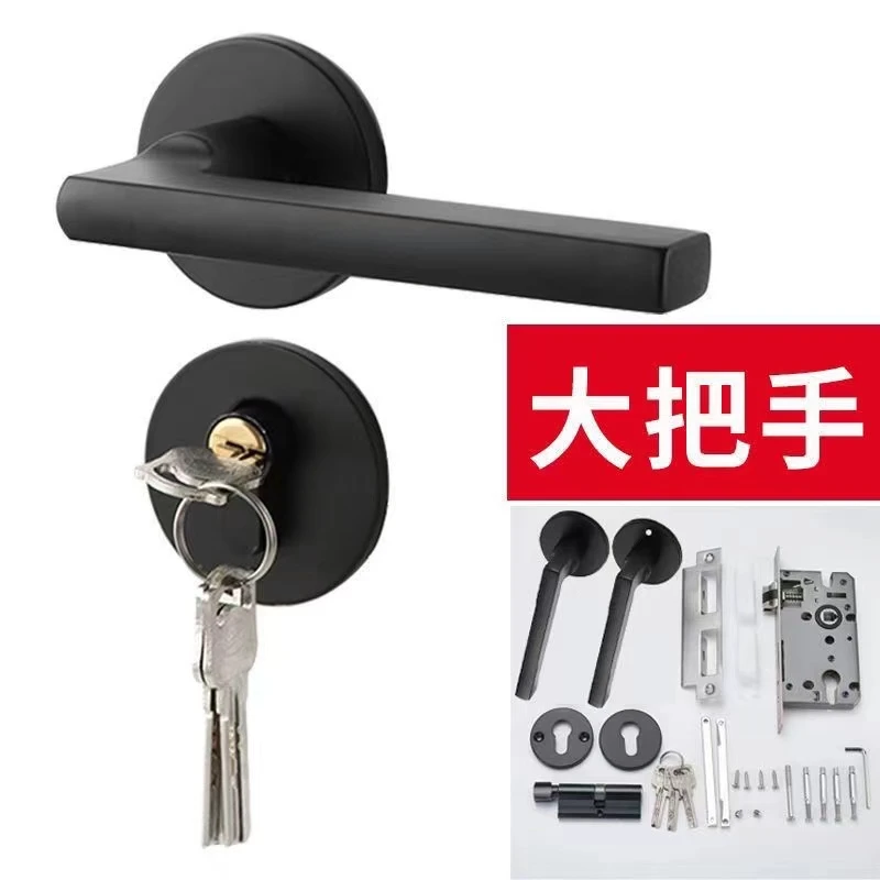 太空铝黑色室内卧室门锁房间门把手手柄卫生间锁具家用卧室门锁