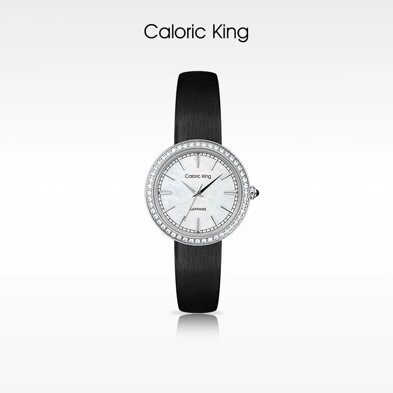 凯卡思Caloric King韶光简奢系列镶钻银色女士腕表