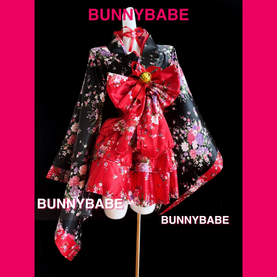 【花魁】日式重樱少女长袖和服表演舞台cos樱花妹可爱和风舞蹈套装