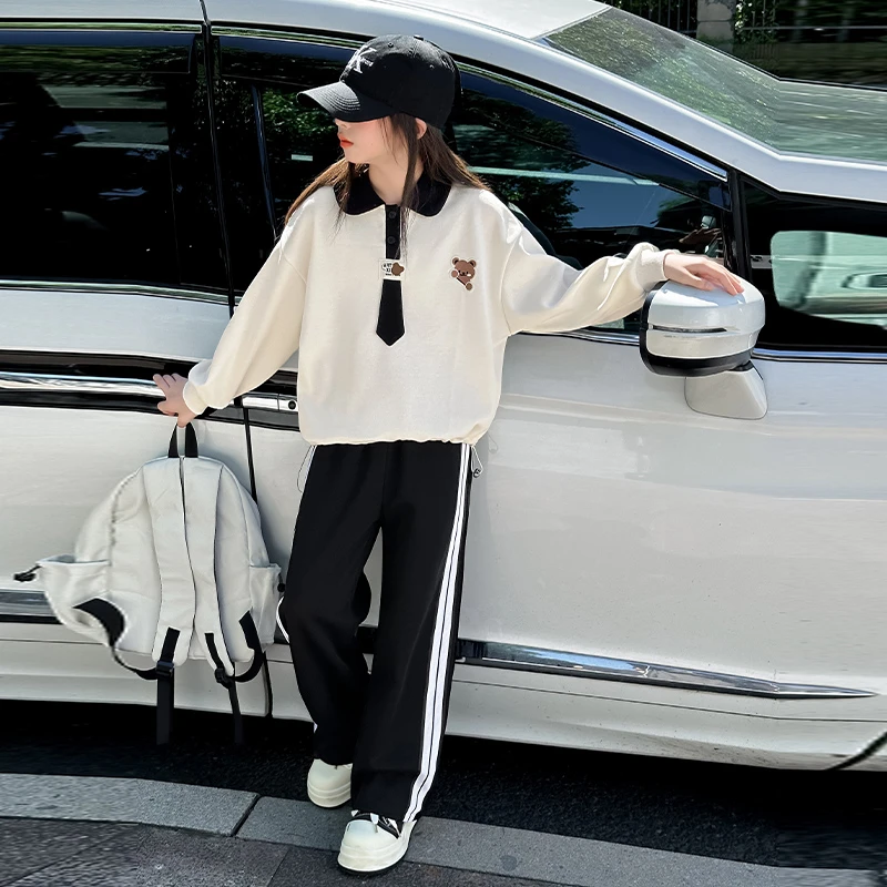 女童秋季PLOL衫卫衣套装2025新款百搭休闲裤儿童秋装时髦两件套潮