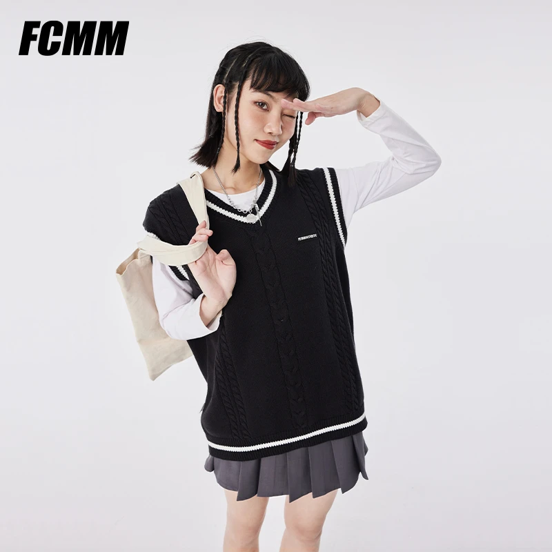 【卓儿专属】FCMM针织背心学院风无袖毛衣时尚复古马甲FC-2810