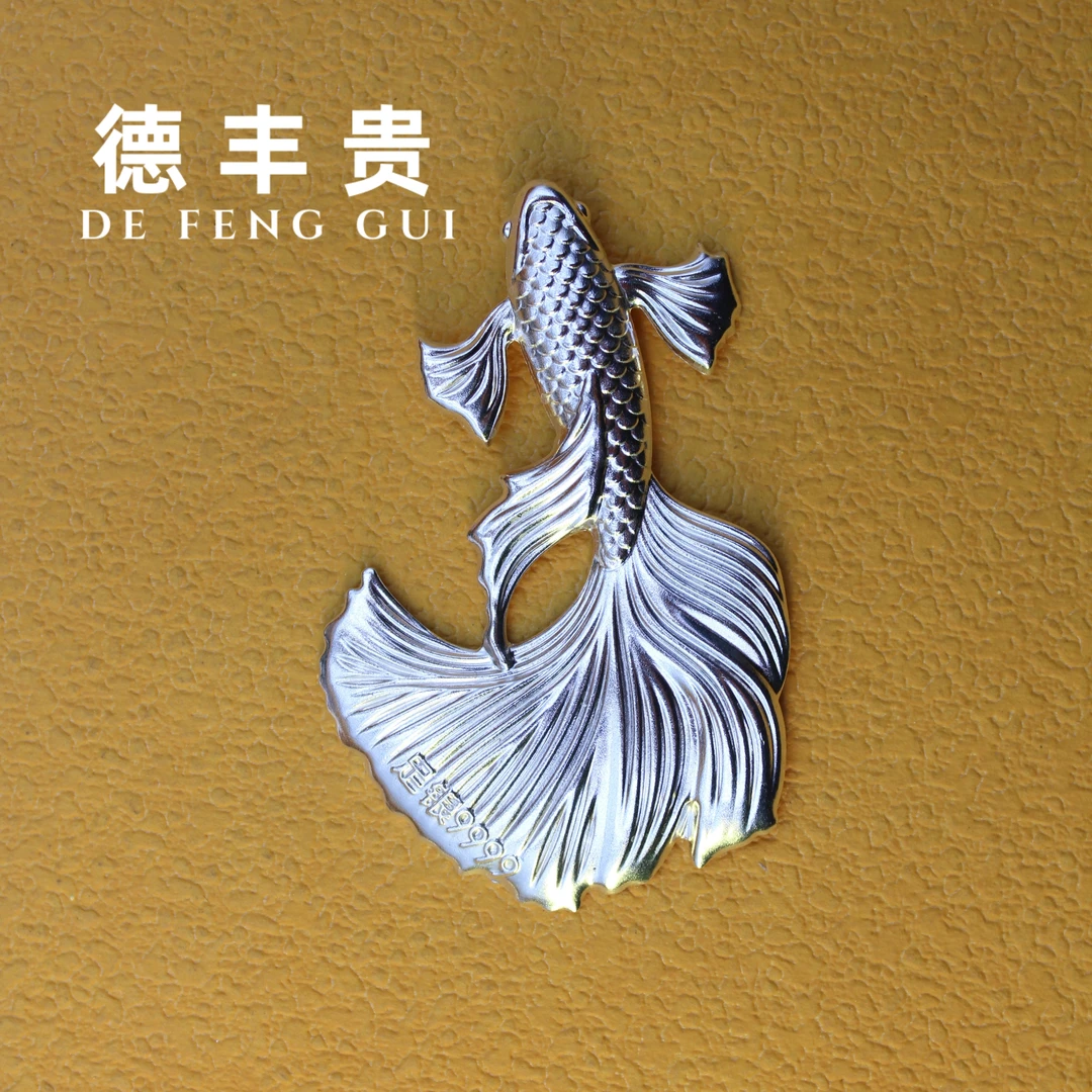 足银银制品 【专】足银9999 实心 金鱼 茶伴侣礼物复古经典