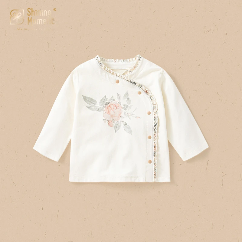 【123】婴幼儿长袖上衣粉墨水染新中式斜襟