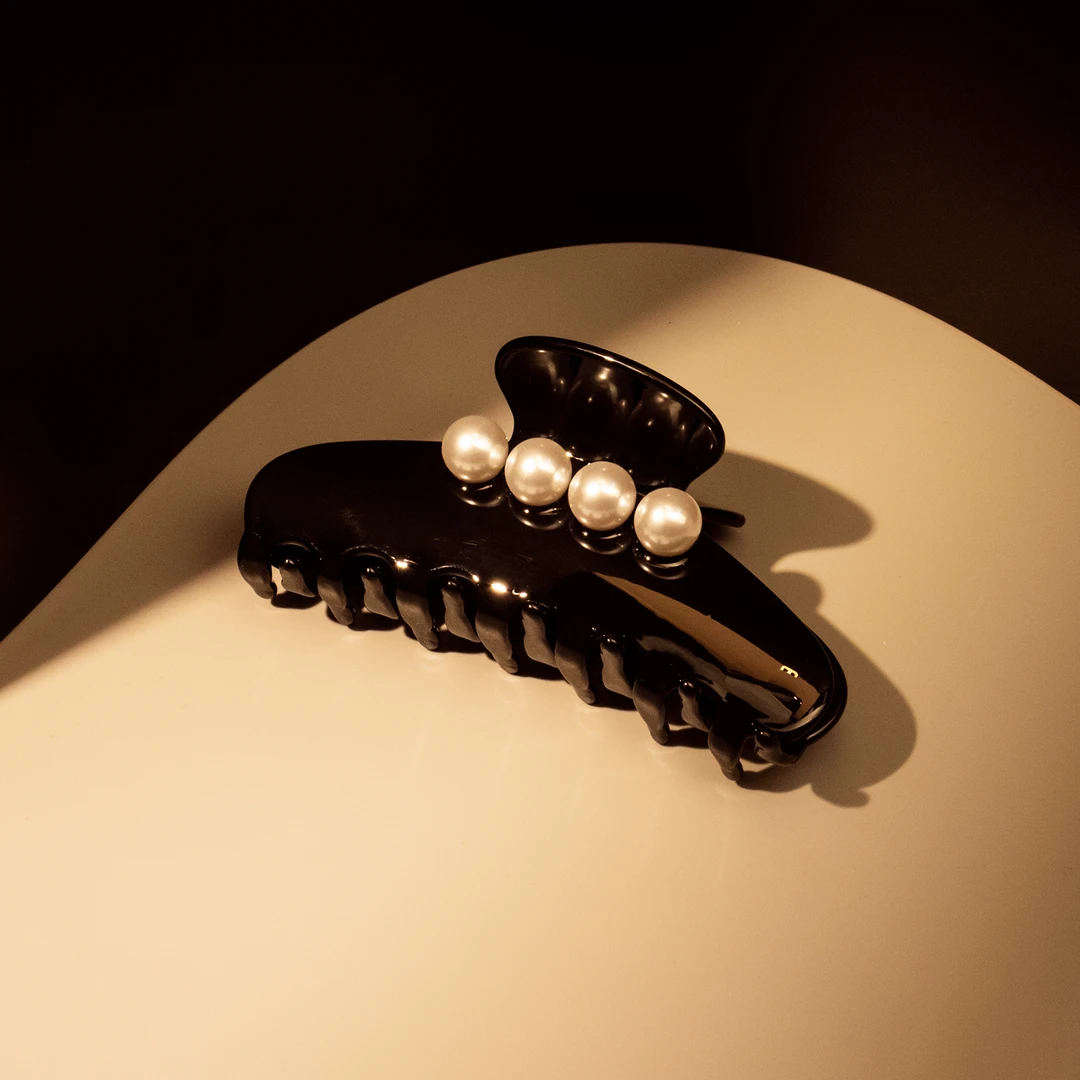 法*【Al**P】法式玉珠单排珍珠鲨鱼夹（11cm）#0316