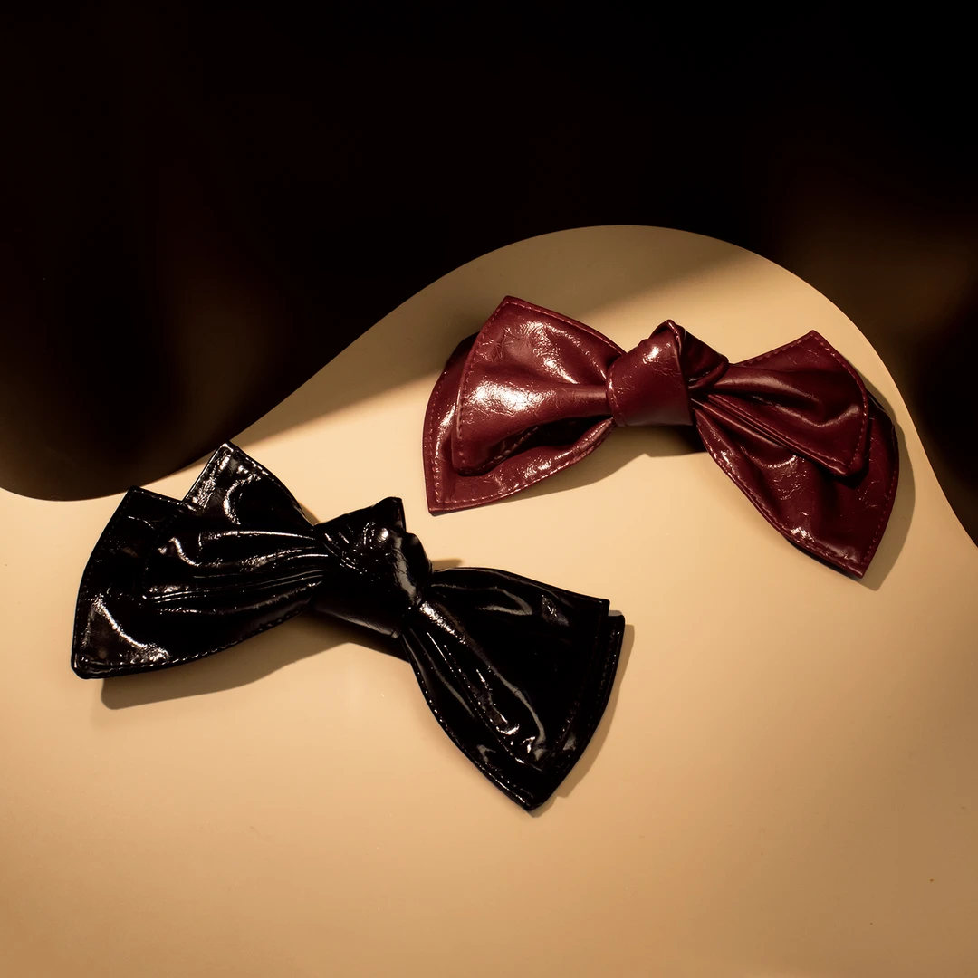 皮质蝴蝶结弹簧夹#0442