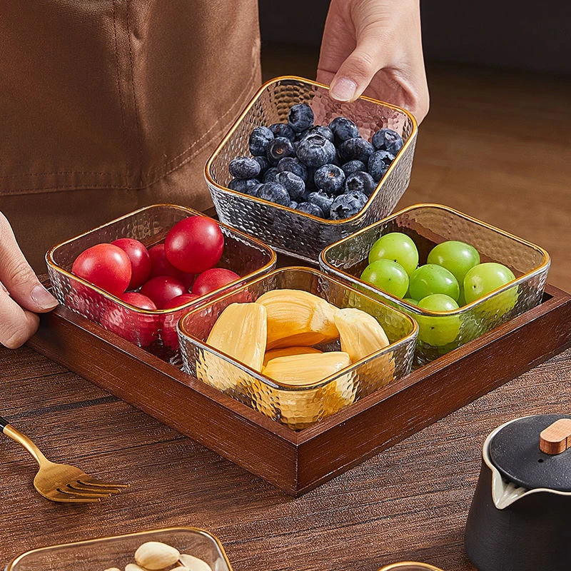 玻璃水果盘轻奢家用小吃碟干果零食盘点心盘煮茶日式干果盒简约