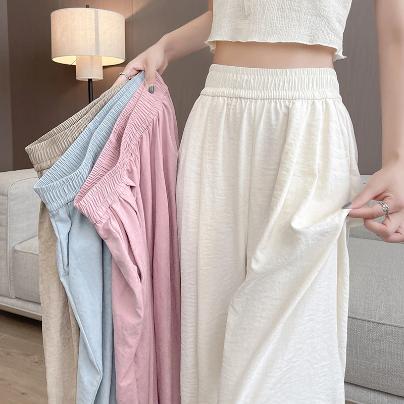 白色山本裤女春夏垂感奶芙2025新款慵懒醋酸肌理小个子冰丝阔腿裤