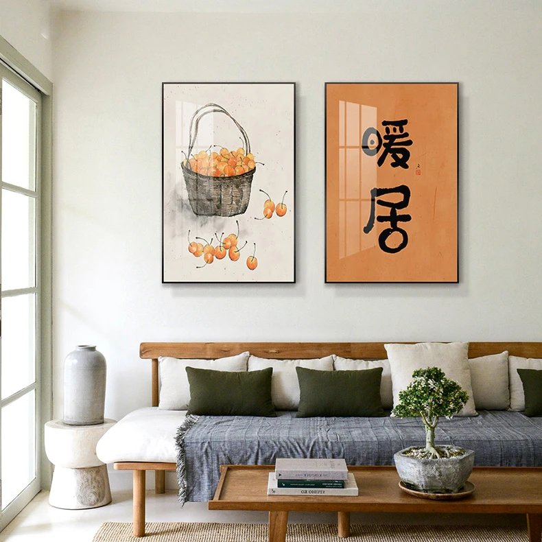 联装饰画晶瓷装饰画餐厅装饰画新中式客厅设计房间暖居4060