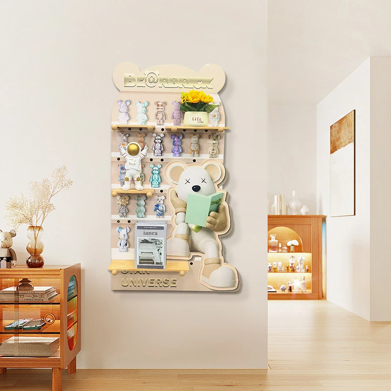 客厅熊洞洞板家居创意.实木入户玄关置物架熊70120