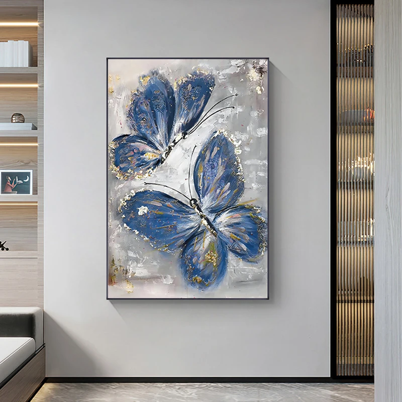 晶瓷装饰画 有机玻璃装裱 铝合金边框 简欧客厅玄关挂画蝴蝶80120