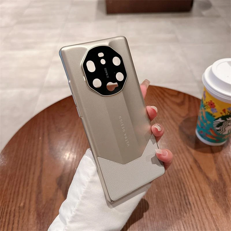 适用华为mate40RS高档纳帕皮拼色手机壳【高清镜头膜+全包防摔】