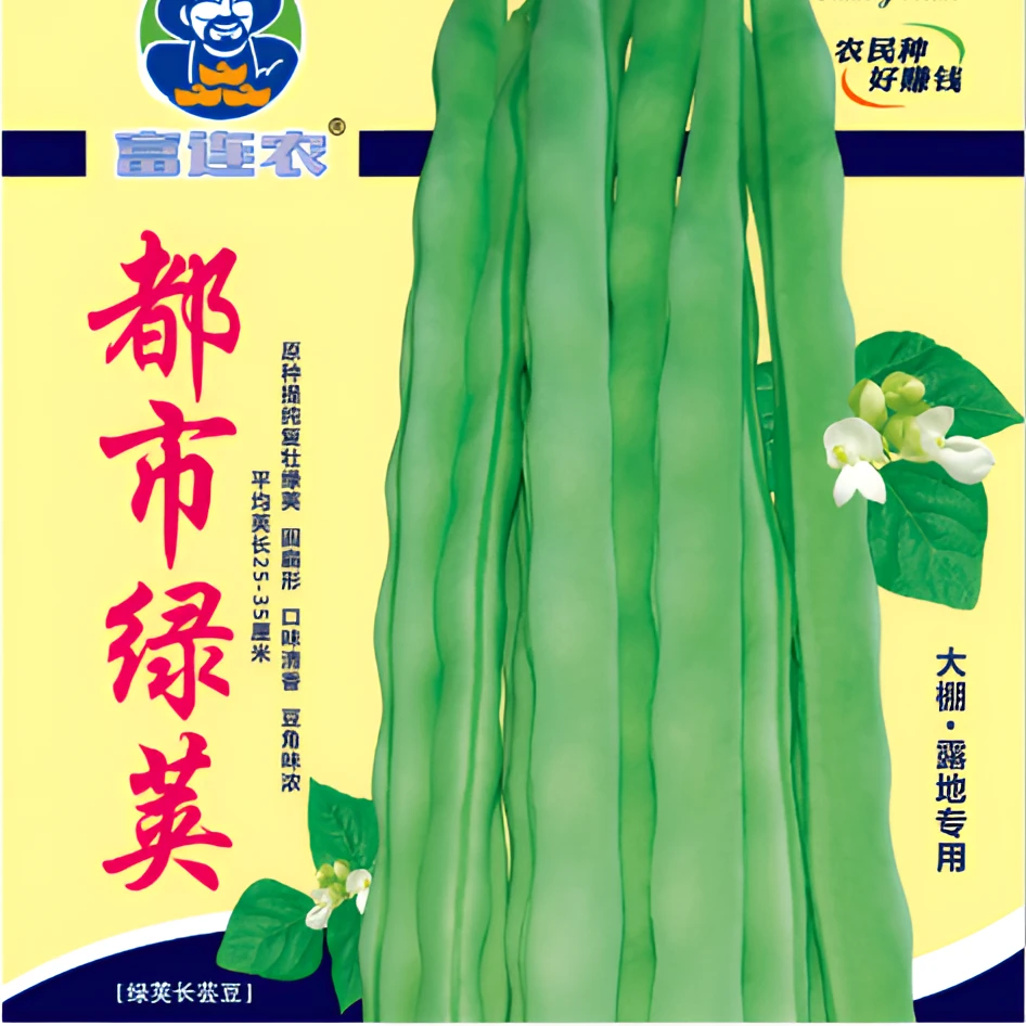 都市绿荚（城市亮荚）圆扁绿条芸豆种子随机发