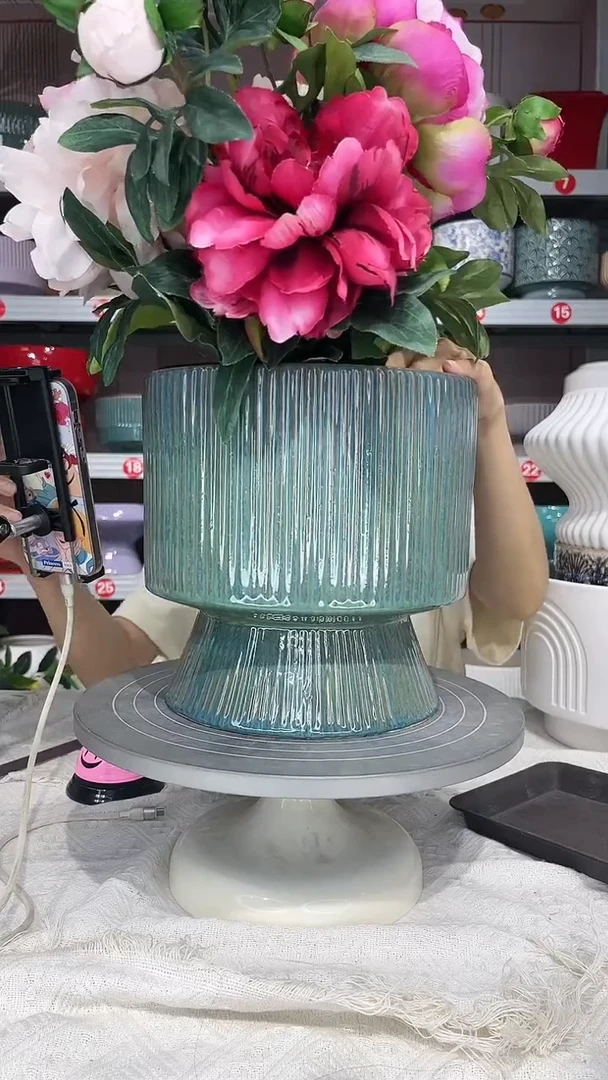 【闪购商品】陶瓷20CM以下高温陶瓷花盆-绿竖鱼尾中22*22