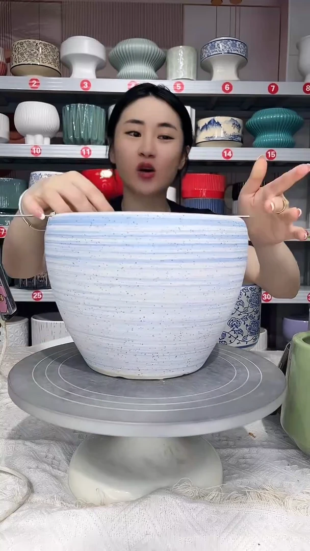 【闪购商品】陶瓷20CM以下高温陶瓷花盆-水星中20*17-瑕疵