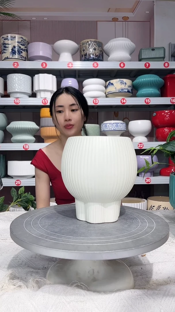 【闪购商品】陶瓷20CM以下高温陶瓷花盆-六角白小12*16
