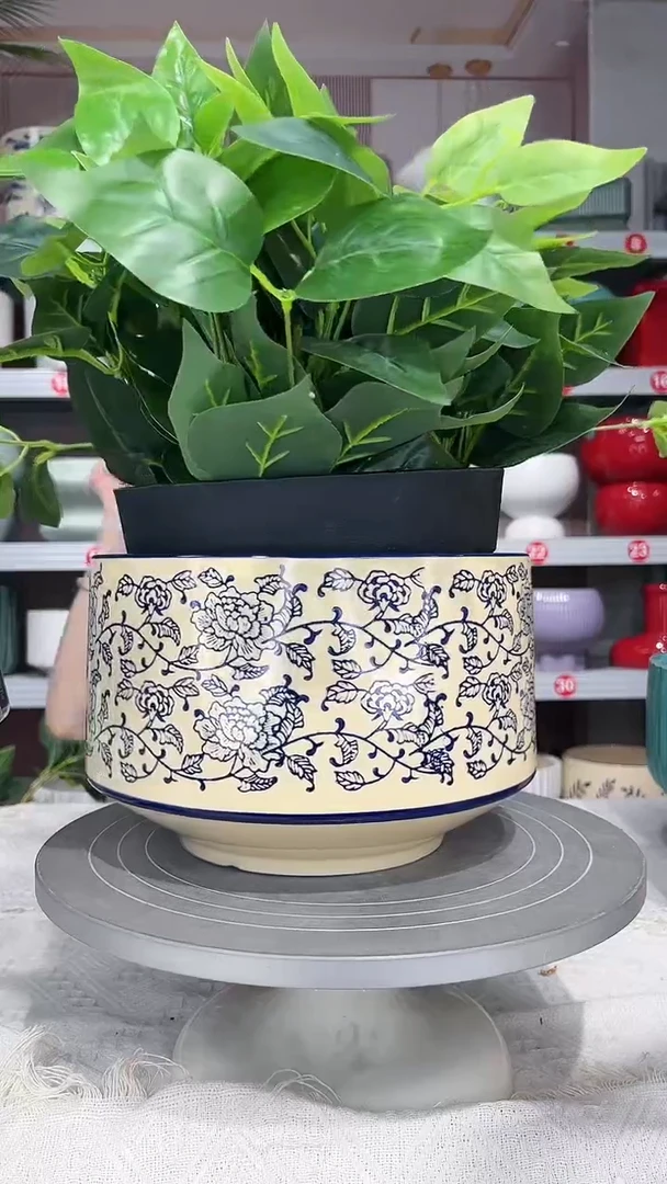 【闪购商品】陶瓷20CM以下高温陶瓷花盆-牡丹小22*15