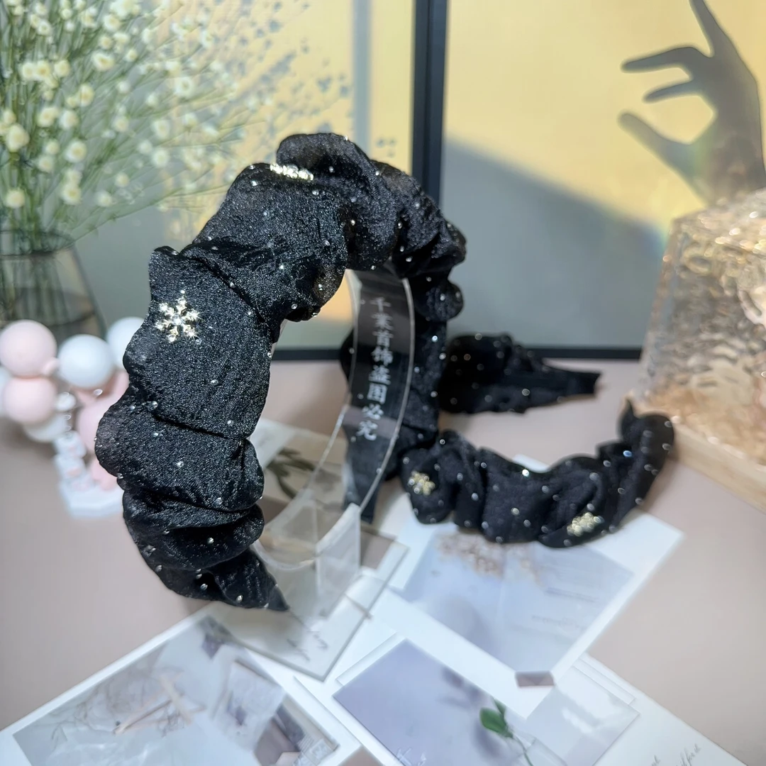 璀璨满天星满钻雪花网纱时尚百搭气质减龄小香风原创发箍T0473