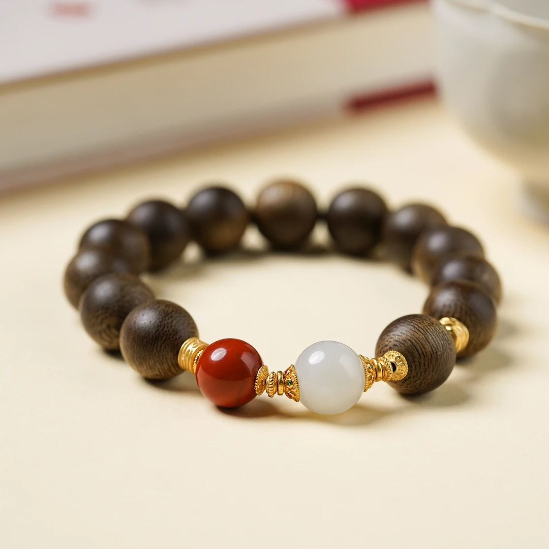 文莱沉香沉水顶珠单圈手串12MM圆珠文玩好物小众气质百搭上等收藏