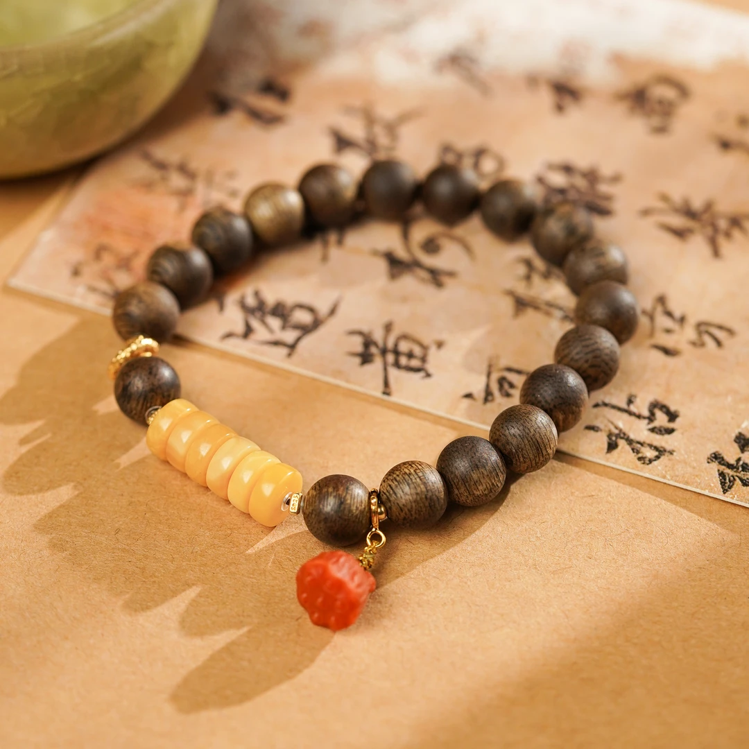 沉香【锦瑟】文莱沉香土沉莲蓬8MM单圈手串