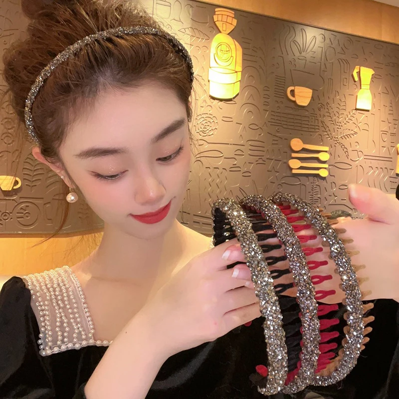 复古丝绒闪闪网红碎发发箍带齿防滑洗脸头箍