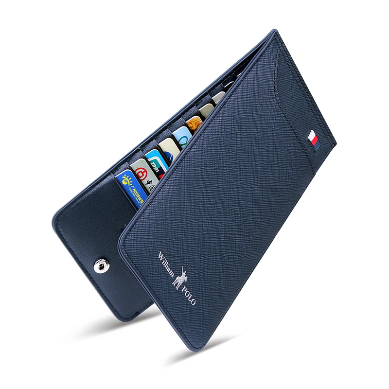 保罗防盗刷简约男士超薄多卡位证件真皮钱包信用卡银行卡套多功能
