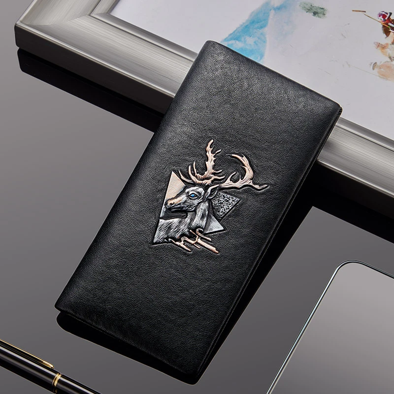 英皇保罗个性男士长款真皮超薄多卡位卡包皮个性头层牛皮钱票夹