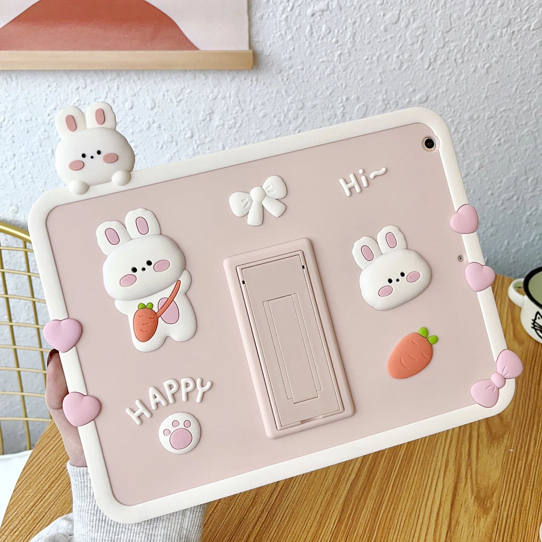 卡通兔子ipad10保护套air4苹果6代平板5电脑Pro11硅胶mini3支架软