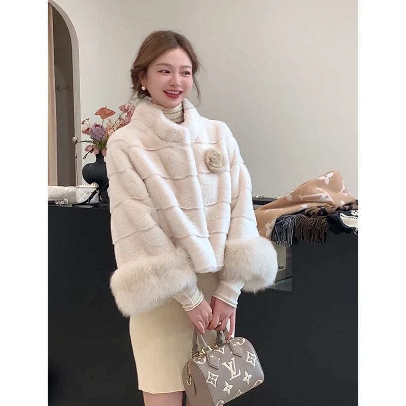 崔与熙CUIXI【千金貂貂】毛袖小短款外套女时尚名媛千金风冬季大衣