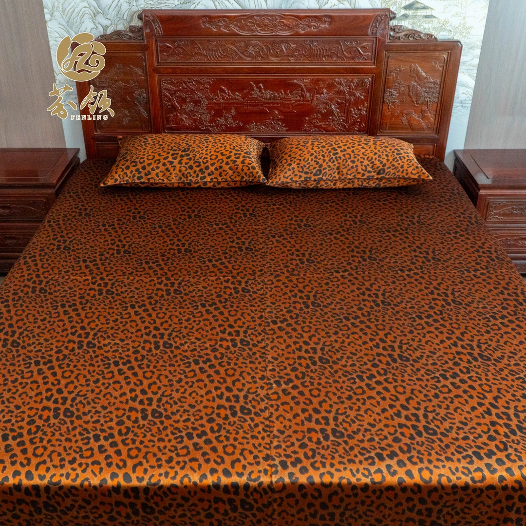芬领-豹纹·床上用品-桑蚕丝香云纱50姆米皮子三件套床单+枕套