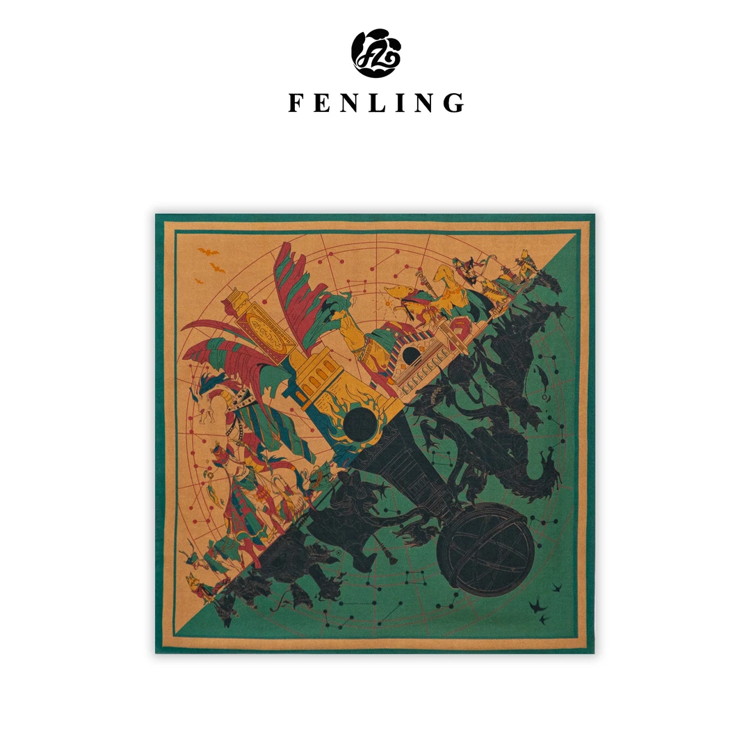 芬领-马戏团-桑蚕丝斜纹香云纱106*106cm女士披肩丝巾/真丝 XS88