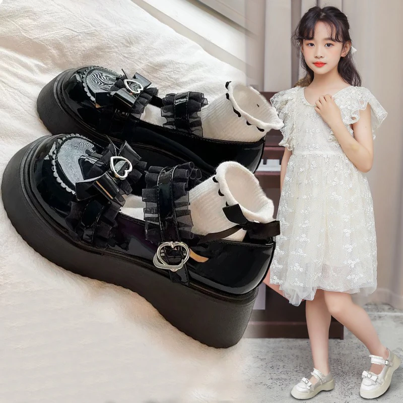 女童小皮鞋2024春秋新款女孩黑色舞蹈演出玛丽珍儿童洛丽塔公主鞋