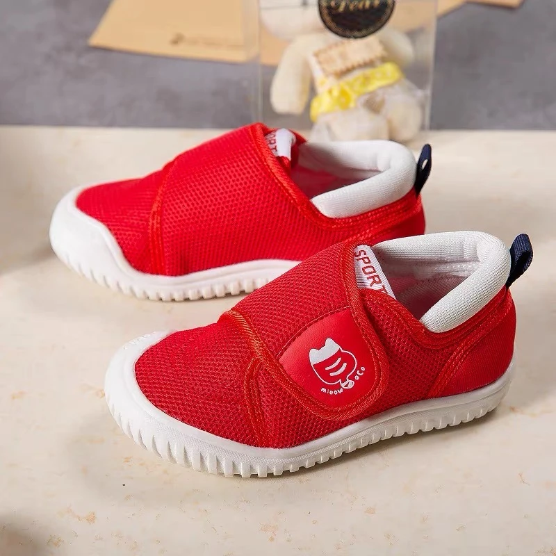 男童秋冬红色网面机能鞋童鞋软底防滑休闲秋季男童鞋幼儿园室内鞋
