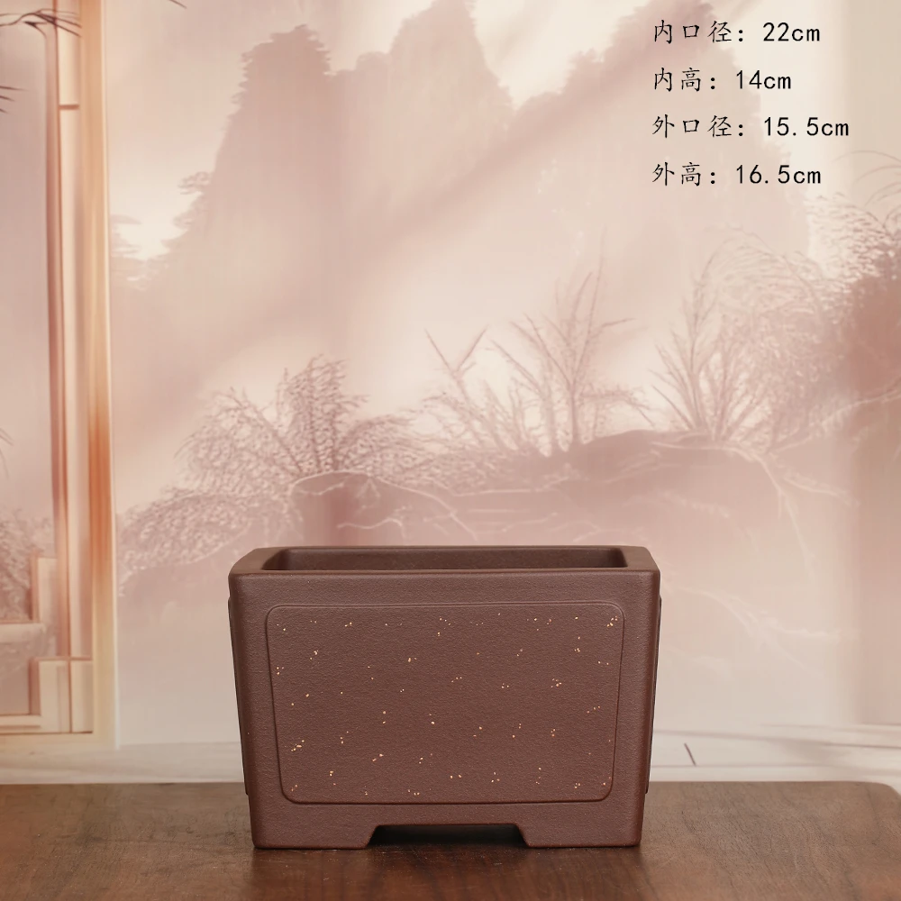 尹恒兵高温紫泥奎面铺砂四方紫砂花盆兰花竹子金弹子盆景树桩造景