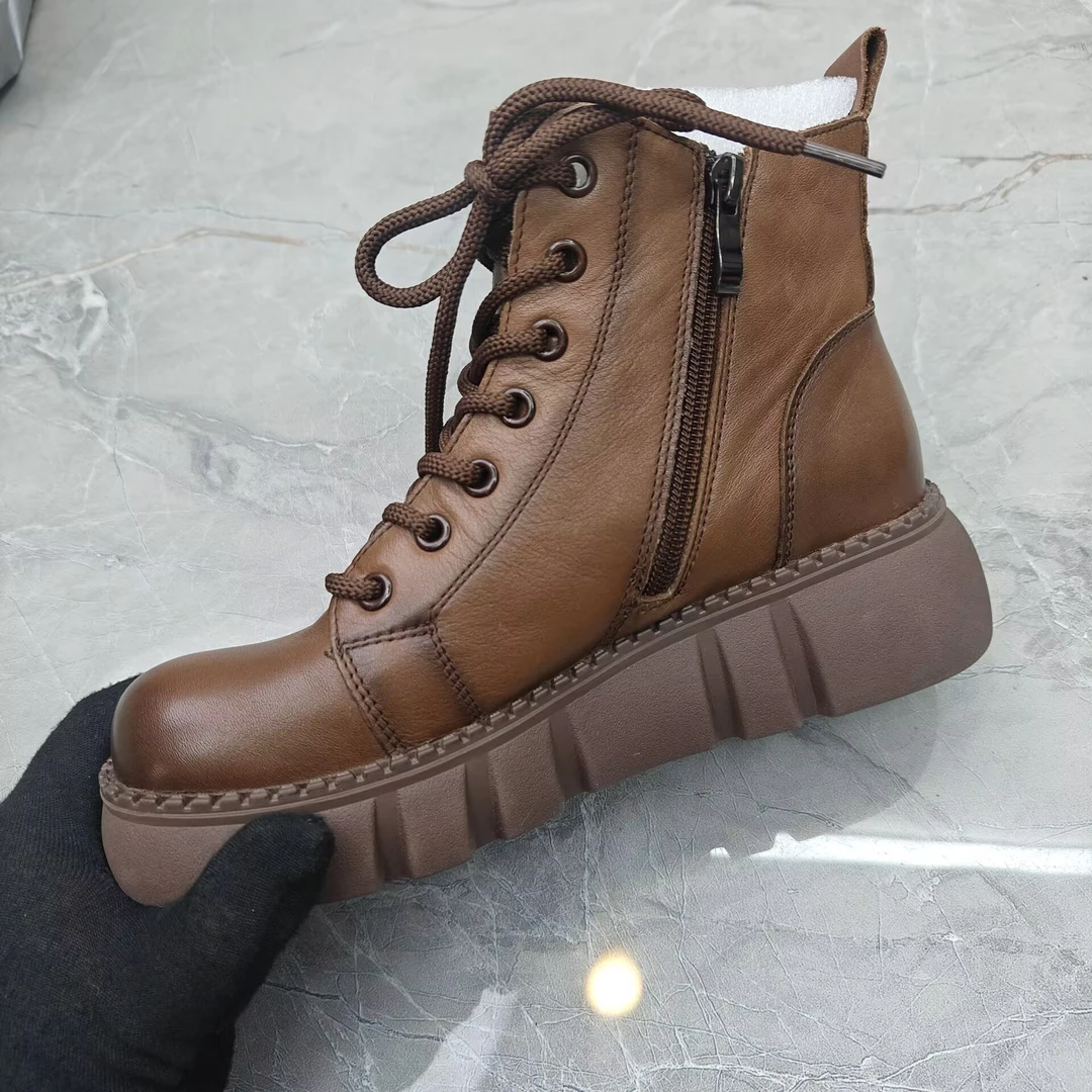 b(孤品）38 码粗跟女靴(牛皮)d7731