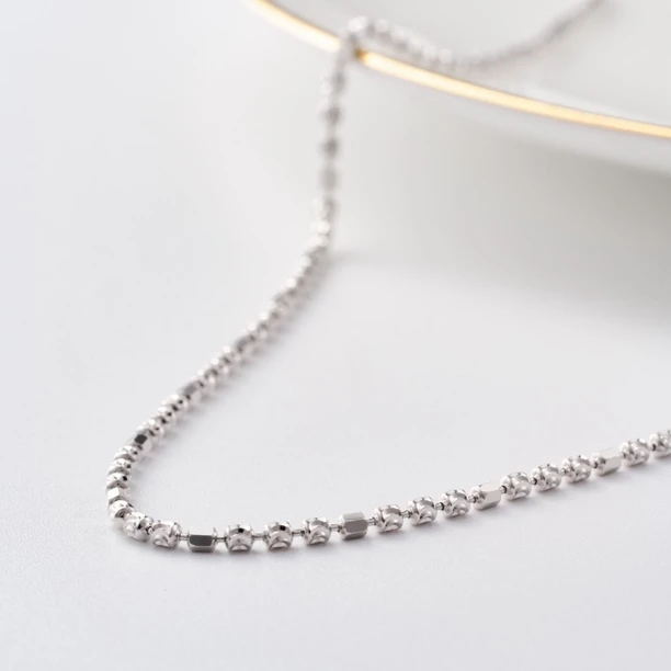 链子925银 纯银意大利月亮爆闪珠链 2mm毛衣链