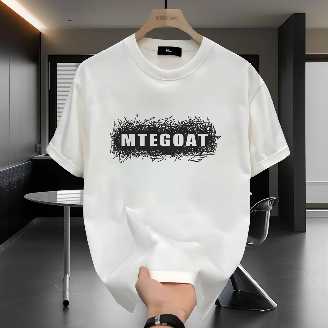 国潮重磅纯棉短袖T恤男士夏季新款潮流创意图案宽松百搭上衣体恤