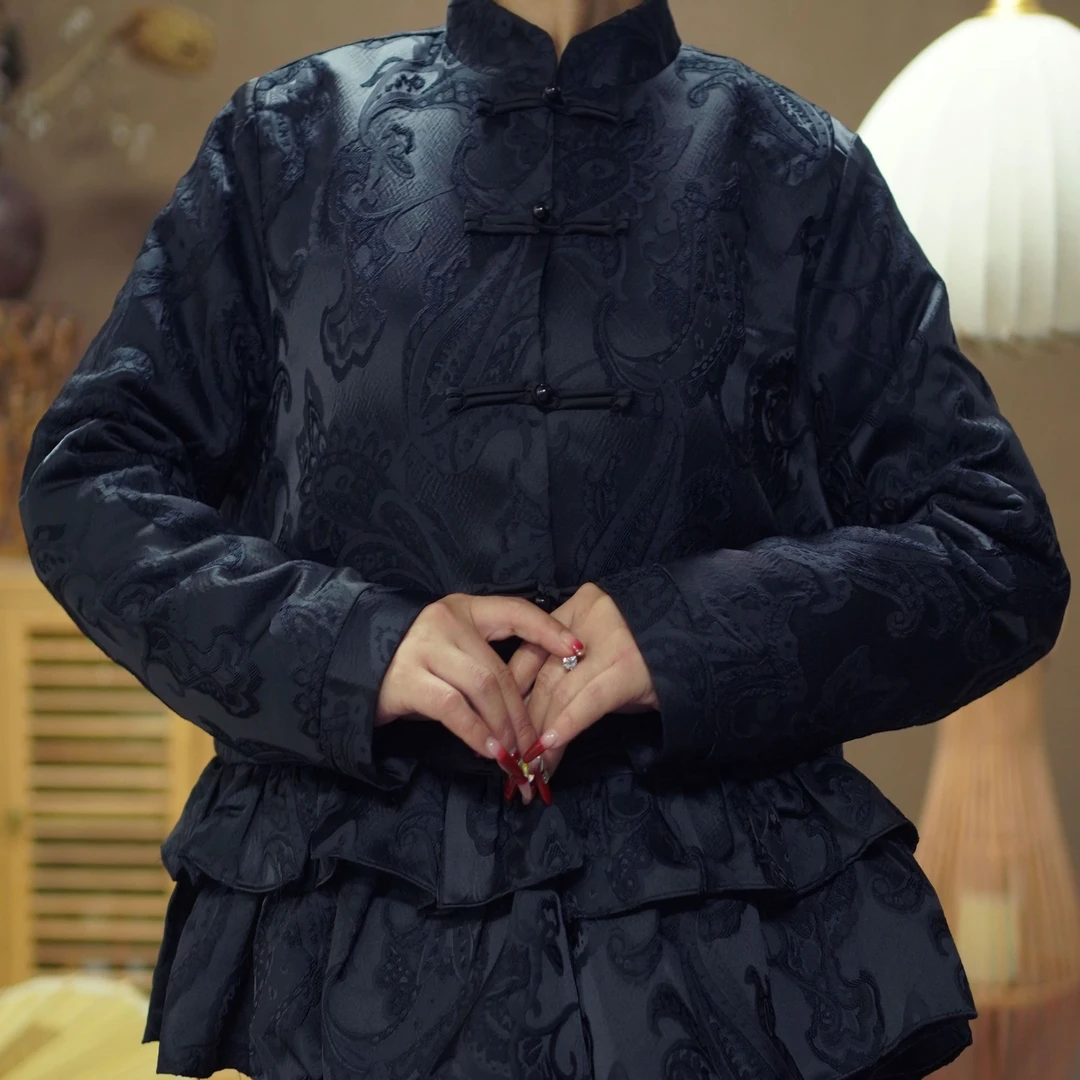 W059B【婉婉有仪】中式棉衣加厚中国风民族风保暖秋冬提花时