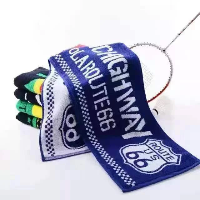 纯棉吸汗运动毛巾健身房加厚加长瑜伽跑步擦汗男女字母黑白成人