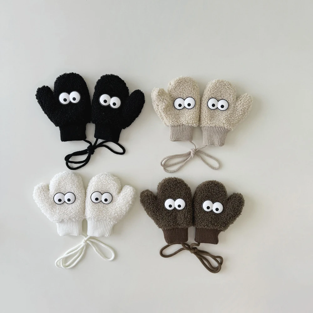 韩国儿童手套2025可爱卡通ins加绒保暖婴幼儿羊羔毛宝宝婴儿