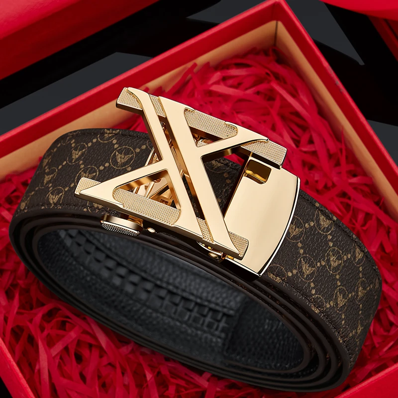 英皇保罗新款皮带男士高级感合金简约面牛皮带身欧美百搭男士腰带