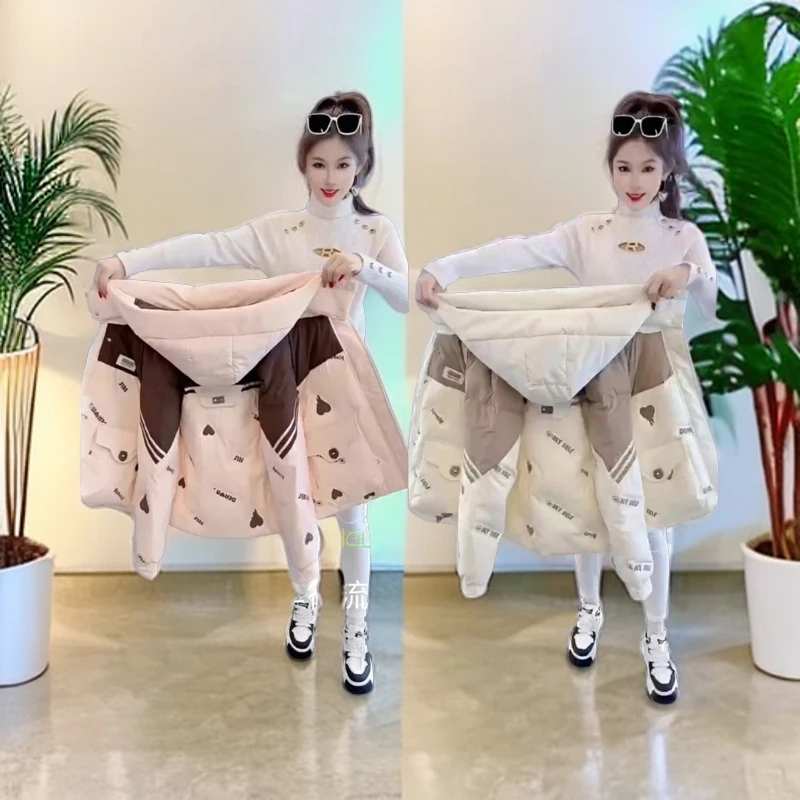 清仓高品质白刺绣棉衣棉服爱心短外套冬新款连帽小个子宽松保暖