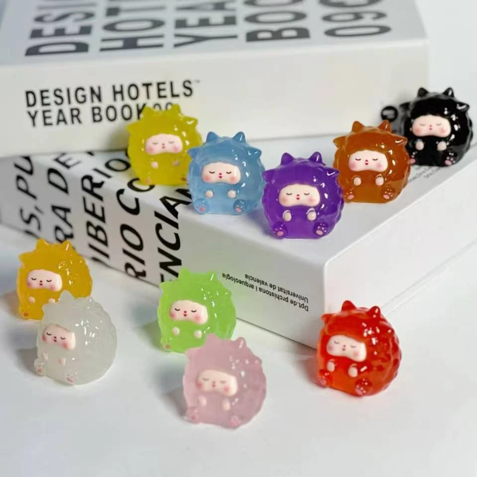 【直播拆】夜光小羊团子可爱卡通树脂创意摆件手工diy饰品