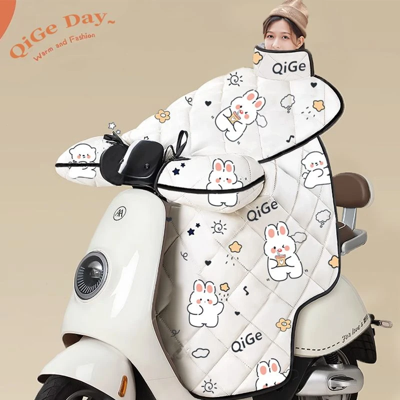 冬季电动车挡风被加厚加绒防风防水挡风罩保暖电瓶车冬挡风被加厚