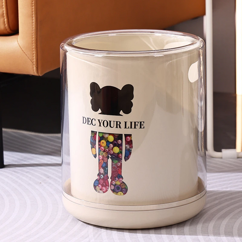 垃圾桶家用大容量圆形客厅厨房清洁桶办公室轻奢风敞口双桶收纳桶