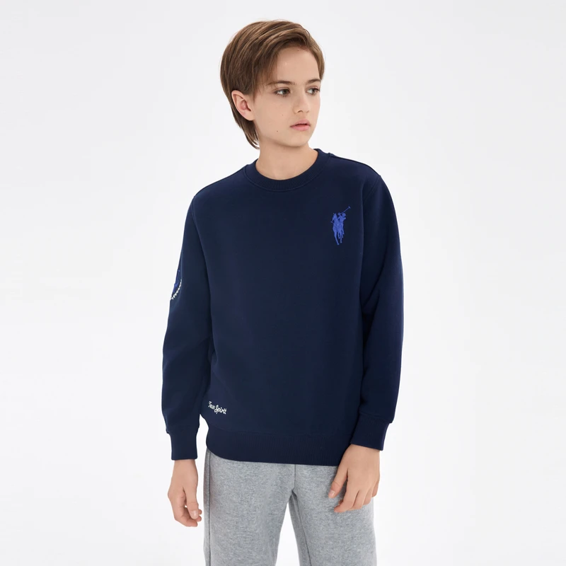 POLOWALK童装新品圆领长袖男童加绒卫衣BWTW432A0061