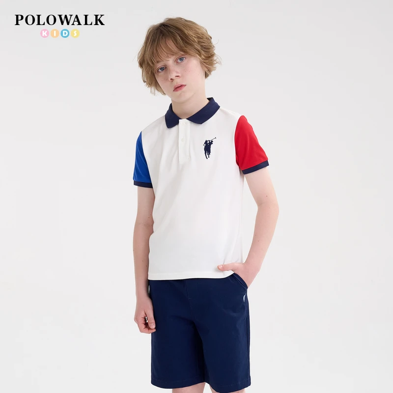 POLOWALK童装新品秋冬短袖翻领T恤Polo衫B44W422F1181