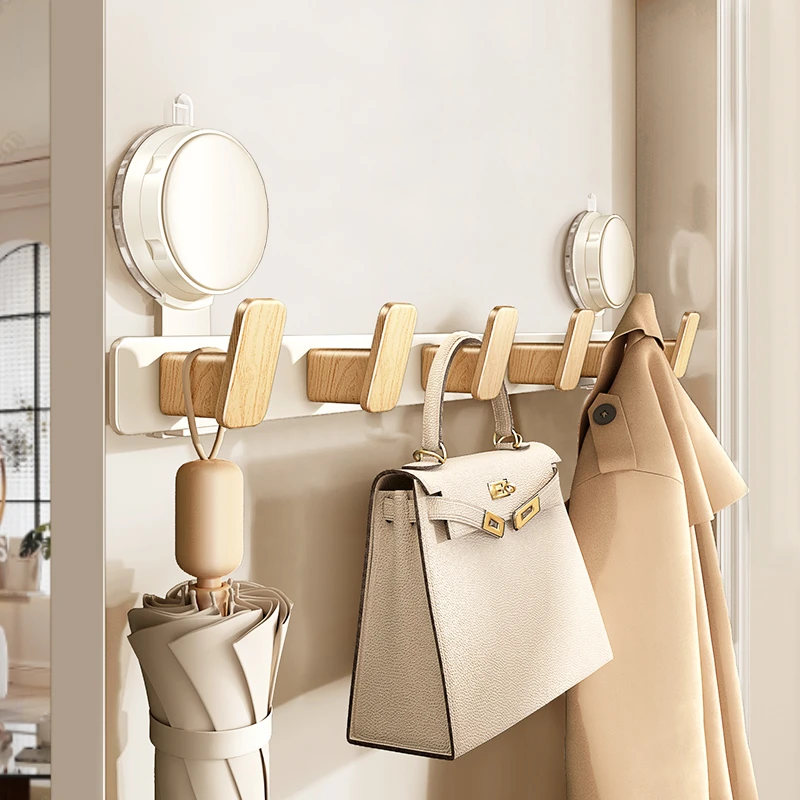 门后吸盘挂钩一排免打孔强力承重入户挂衣架区玄关进门收纳置物架