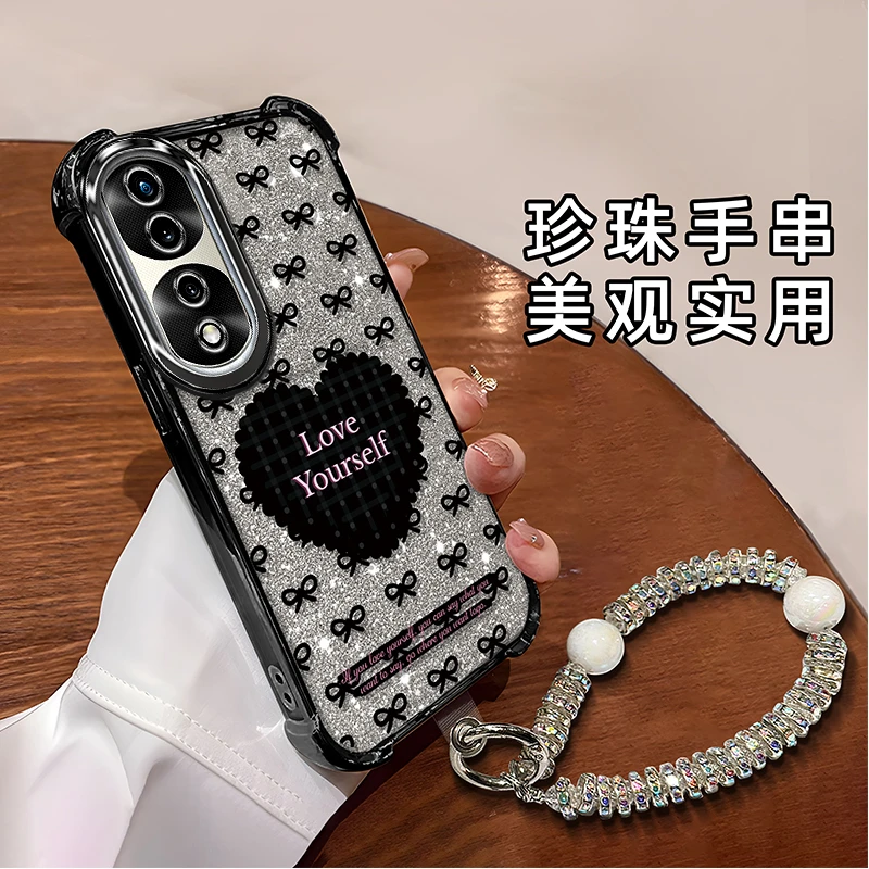 适用于【华为】荣耀70Pro/Pro+新款潮流蝴蝶结爱心时尚防摔手机壳