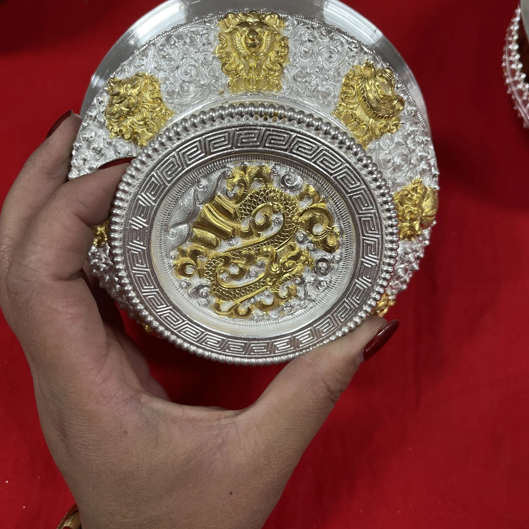 2024藏族包碗木碗金色纯银包孝敬父母送礼蒙古族碗创意传统文化